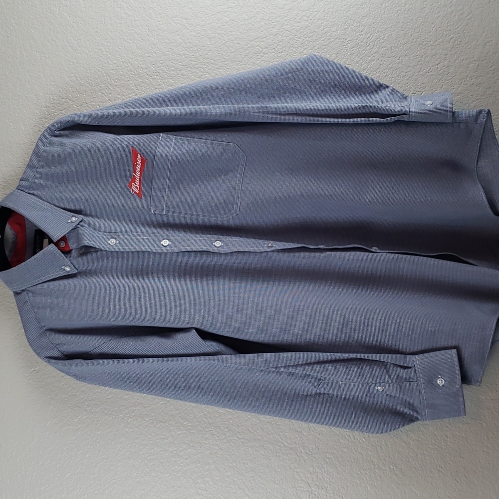 Affinity Apparel Men's Long Sleeve Budweiser Dress Shirt Sz L